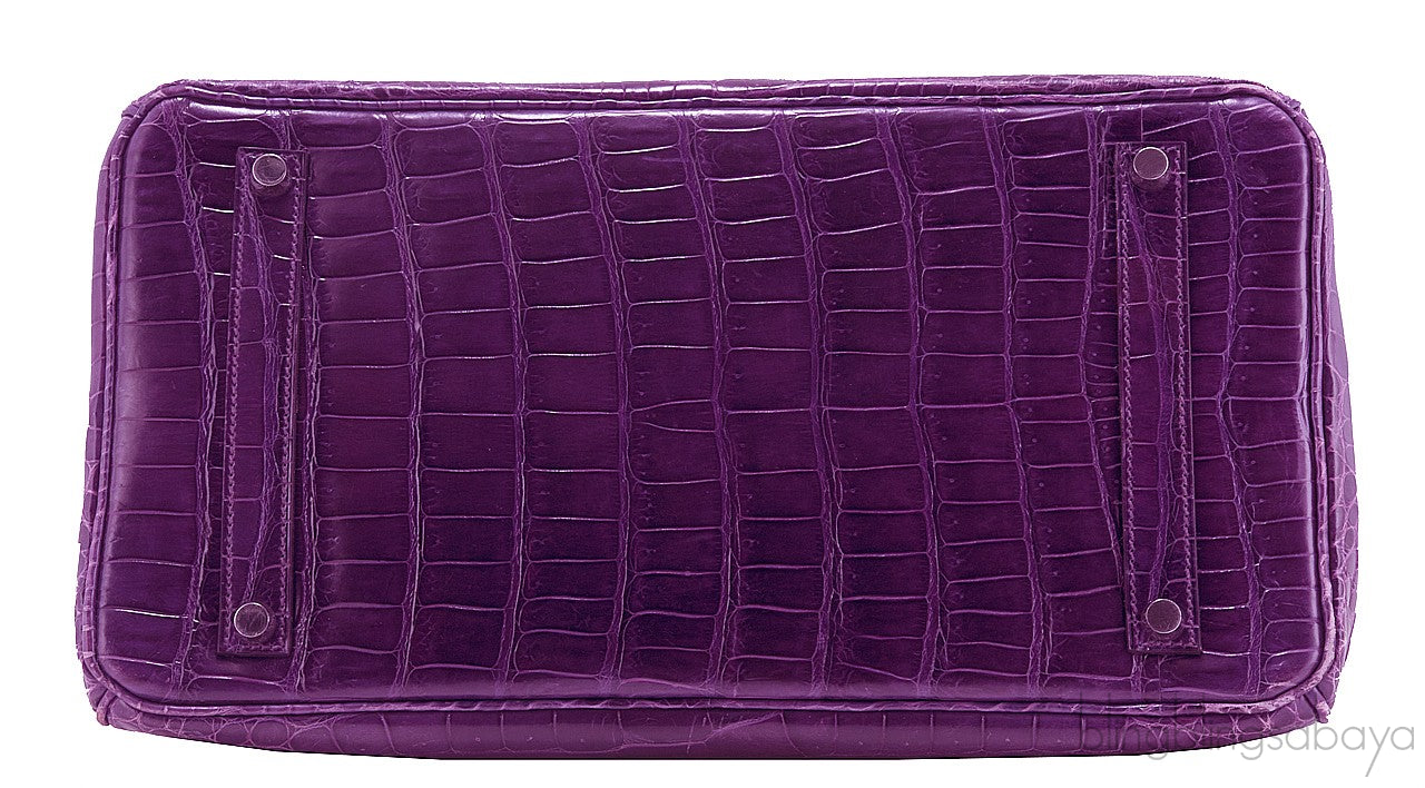 Birkin 35 Amethyst Porosus Crocodile