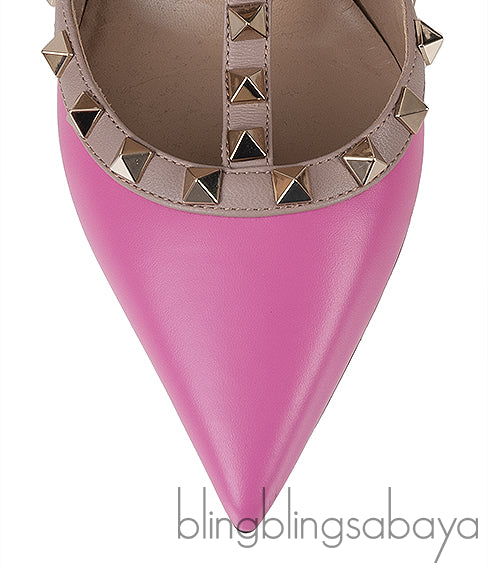 Pink Rockstud Pointed Toe Heels