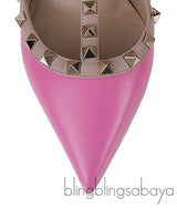 Pink Rockstud Pointed Toe Heels