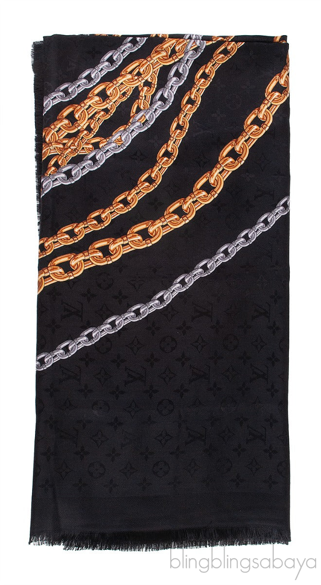 Black Chain Links Monogram Scarf