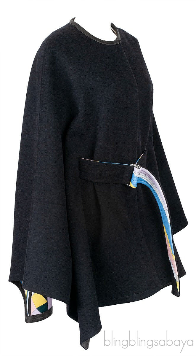 Black Belted Cape Coat