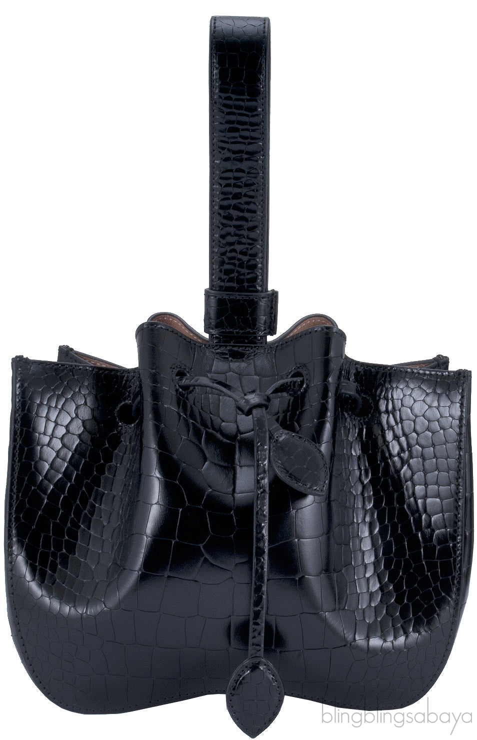 Azzedine Black Faux Croc Mini Bag
