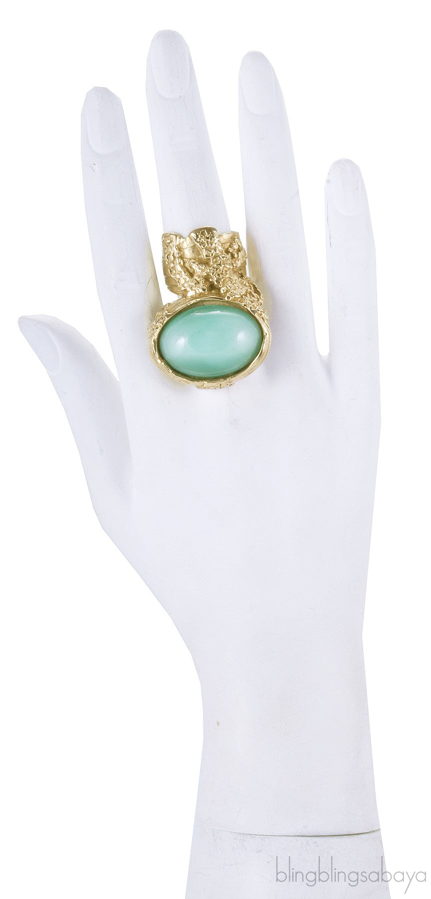 Arty Oval Ring Aqua Green