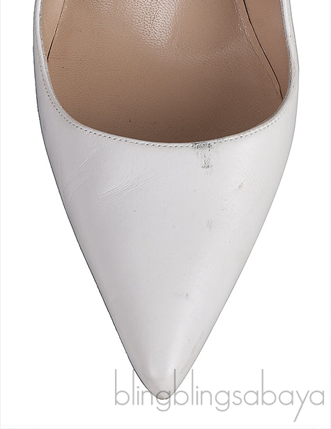 White Matte Pointed Toe Heels