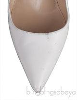 White Matte Pointed Toe Heels