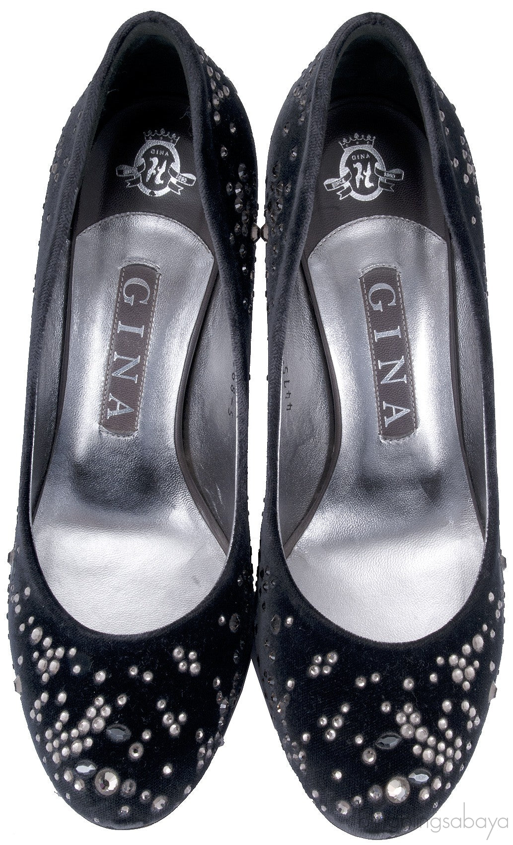 Crystal Embellished Velvet Heels