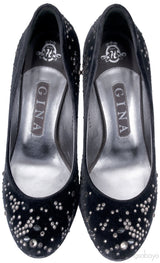 Crystal Embellished Velvet Heels