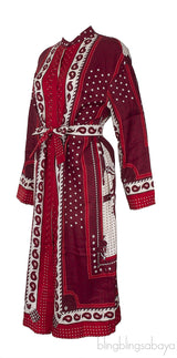 Red Printed Midi Kaftan Dress