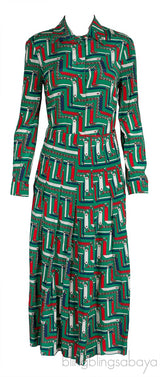 Green Printed Shirt & Pleated Skirt