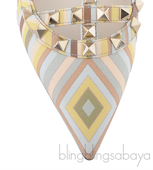 Rockstud Multi-color Leather Flats