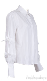 White Cut-out Long Sleeve Shirt