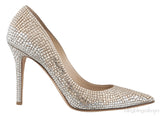 Bi-color Crystal Pointed Toe Heels