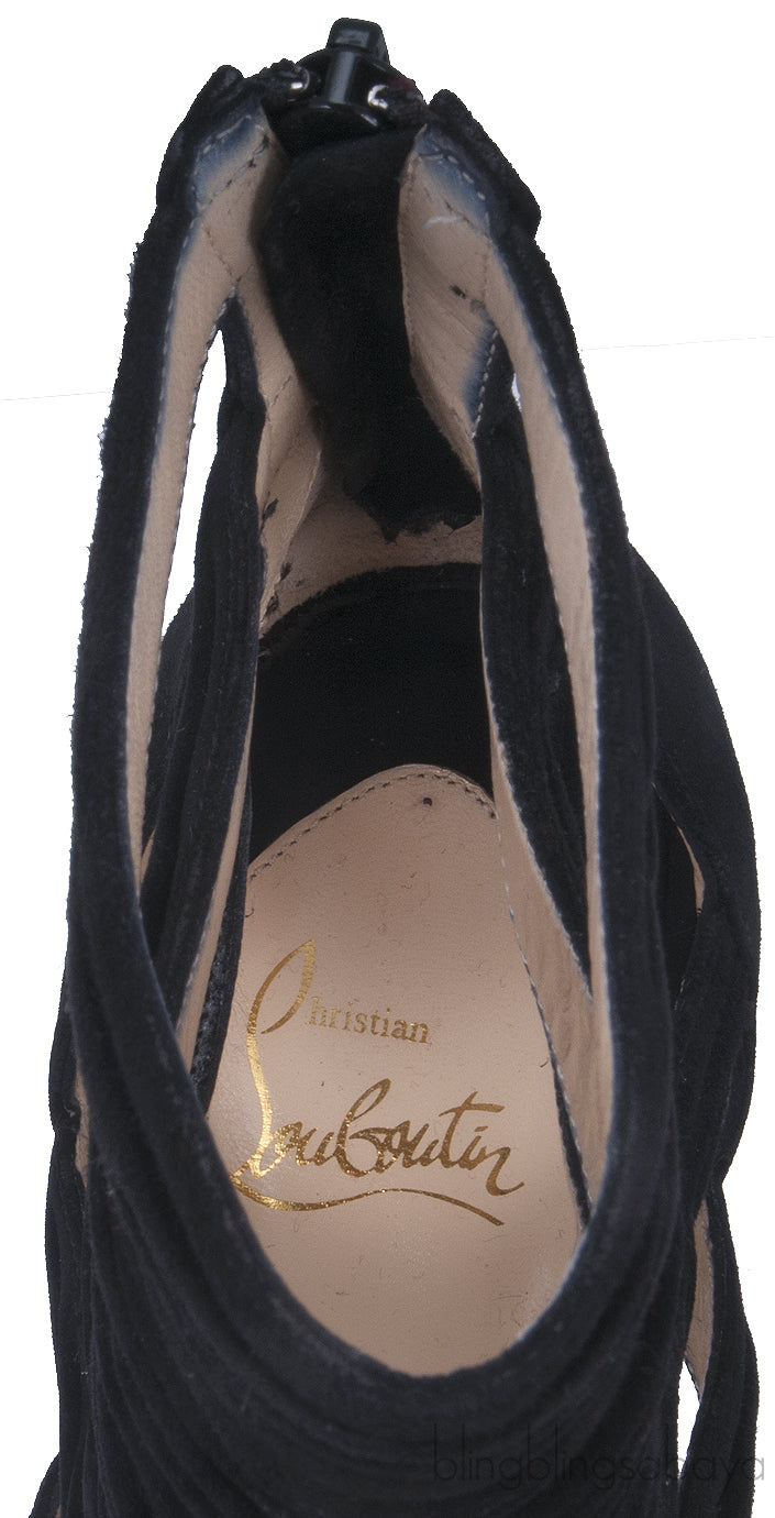 Black Suede Cut-out Leather Pump