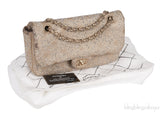 Crystal Bead Jewel Gold Medium Flap Bag