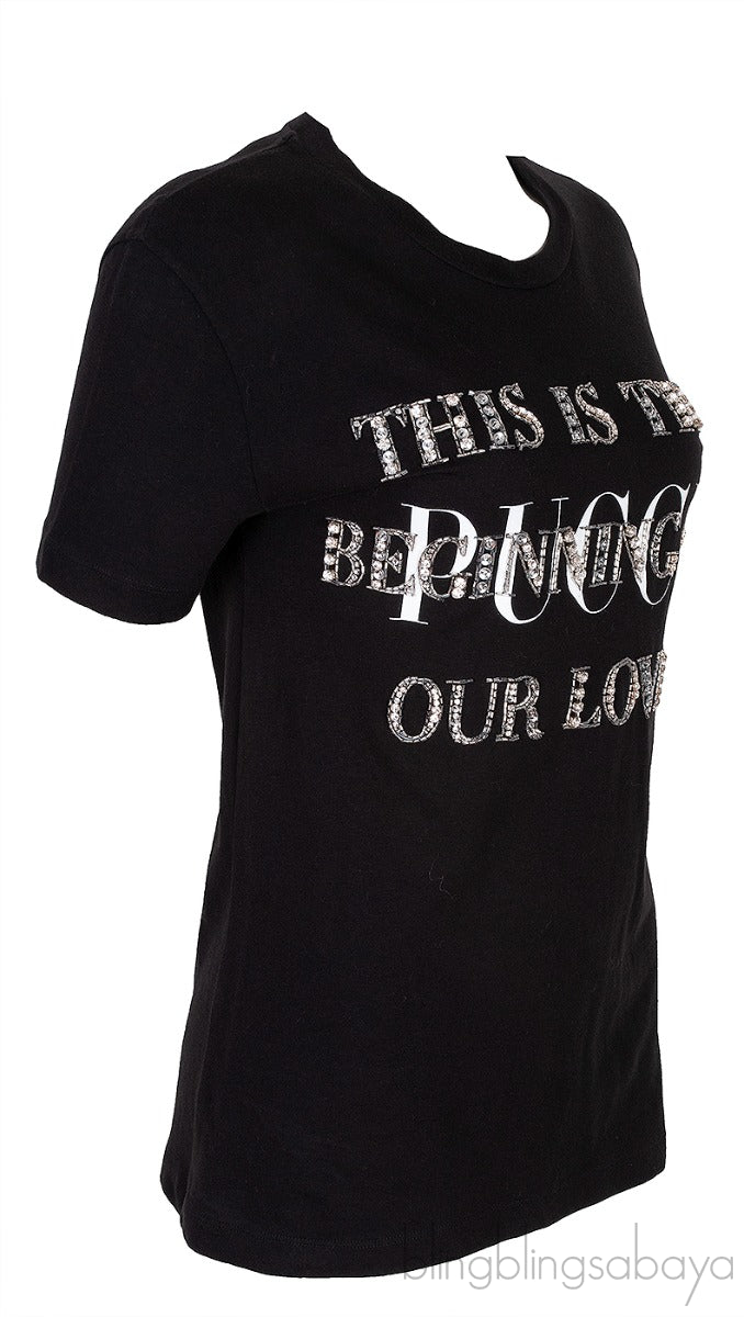 Black Crystal Embellished T-shirt