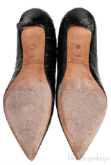 Black Croc Embossed Pointed Toe Heels