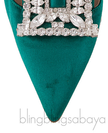 Borlak Emerald Green Satin Heels