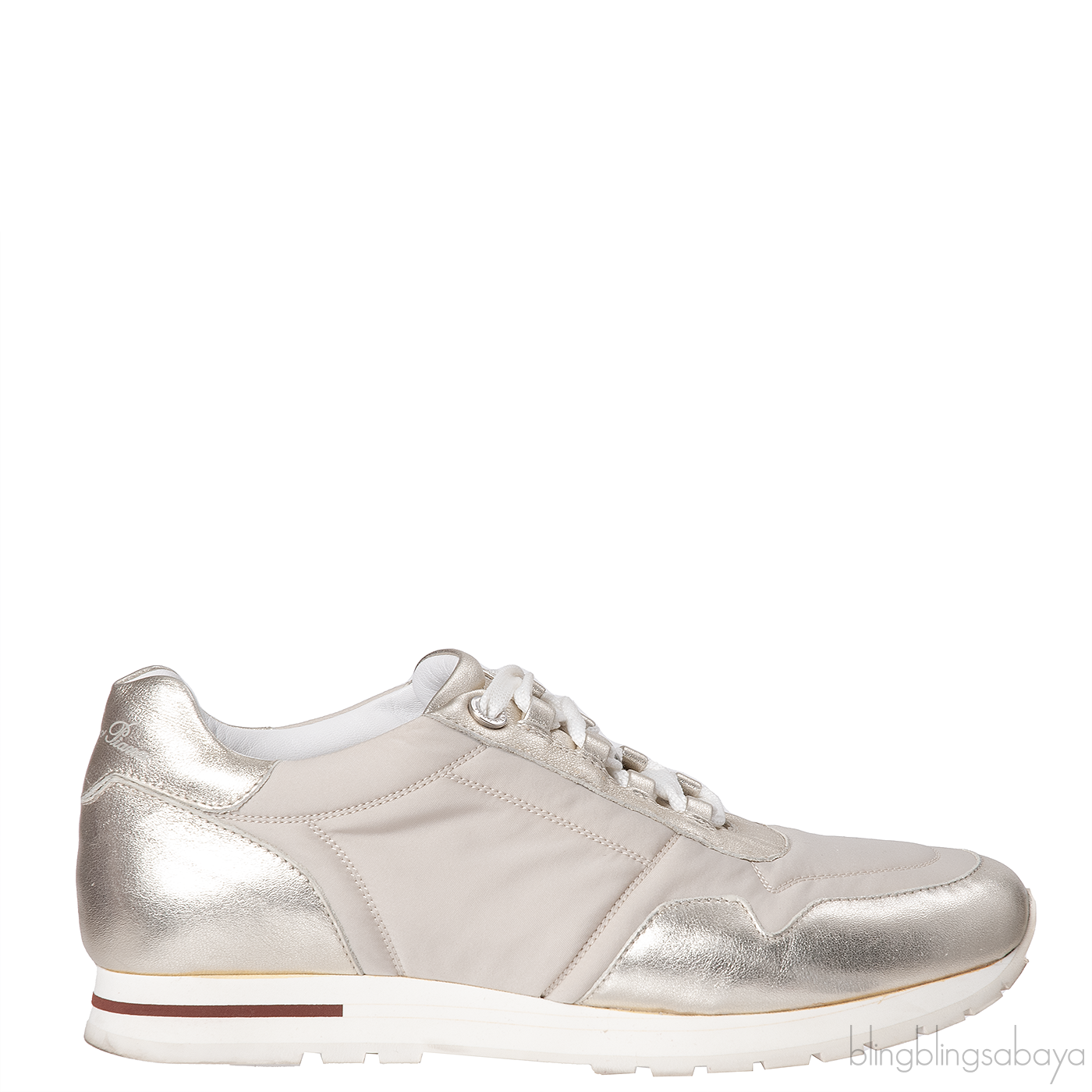 Loro Piana My Wind Beige Nylon and Gold Leather Sneakers