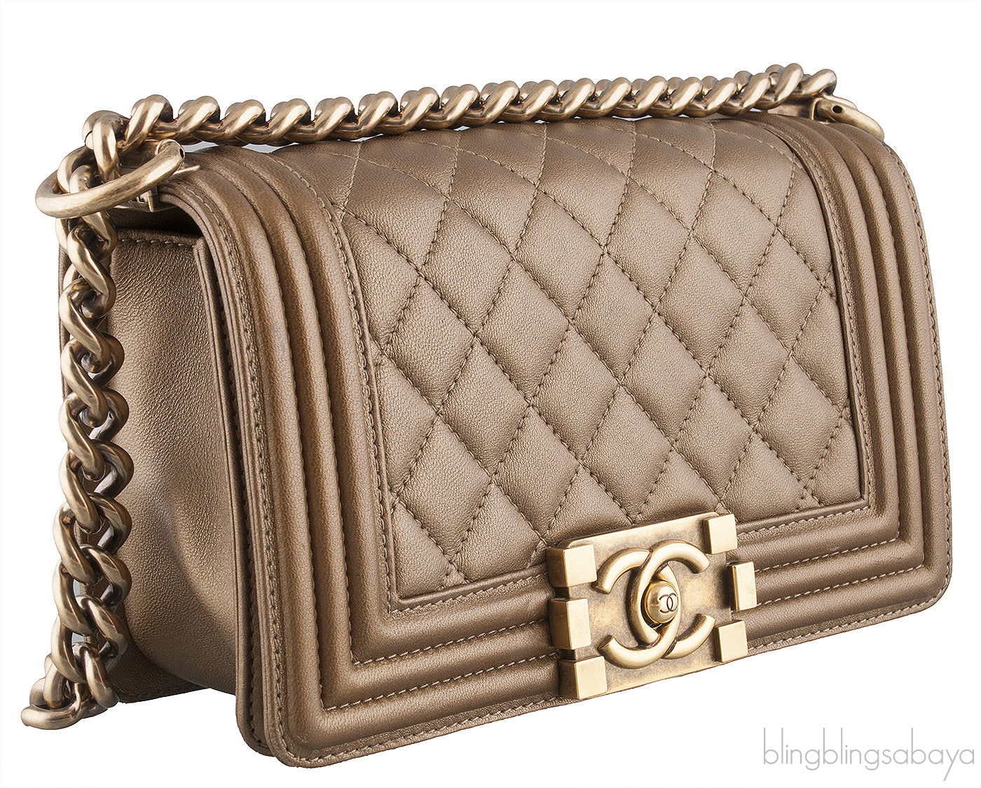 Small Gold Quilted Le Boy