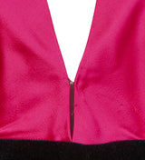 Gucci Fuchsia Pink Cotton and Black Velvet Gown