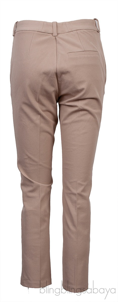 Beige Elastic Trouser
