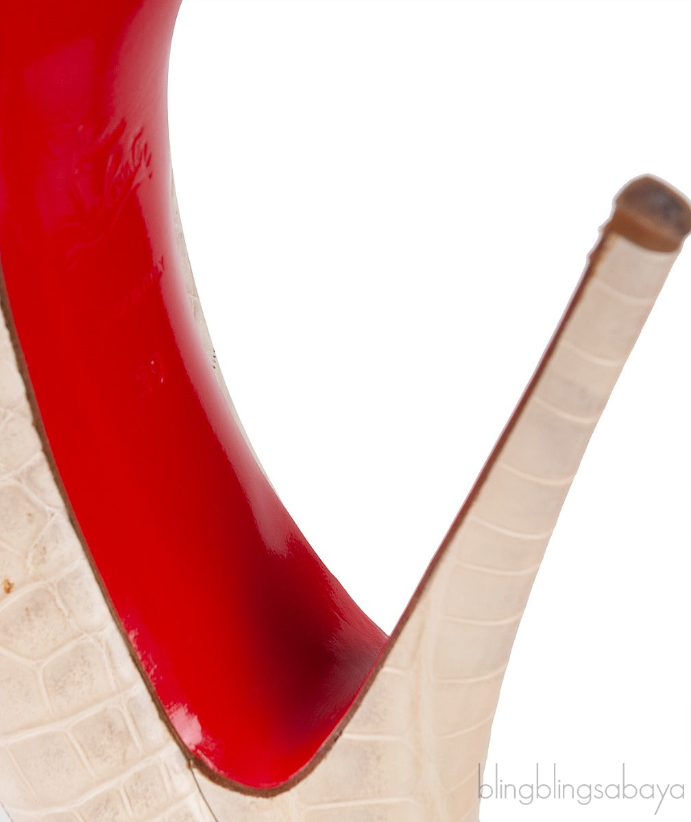 Alabastro Crocodile Peep Toe Pumps