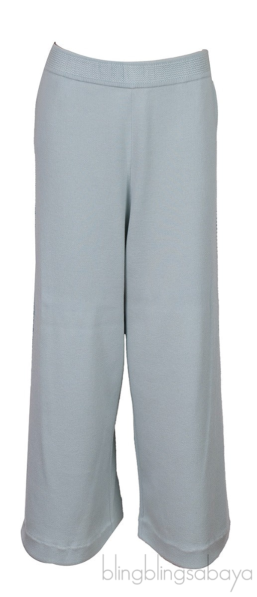Blue Green Knitted Top and Wide Leg Trouser Set