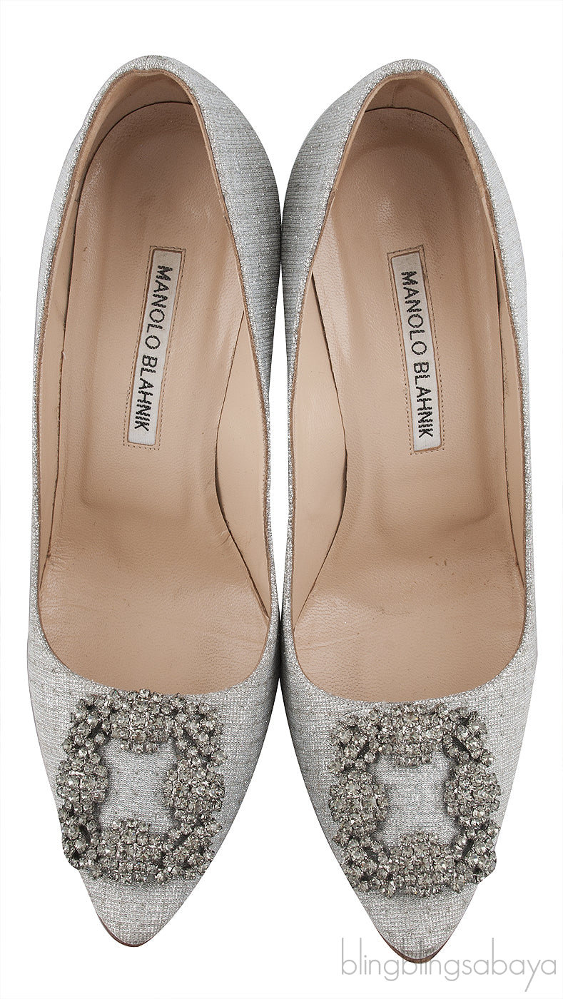 Hangisi Silver Glitter Heels