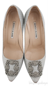 Hangisi Silver Glitter Heels