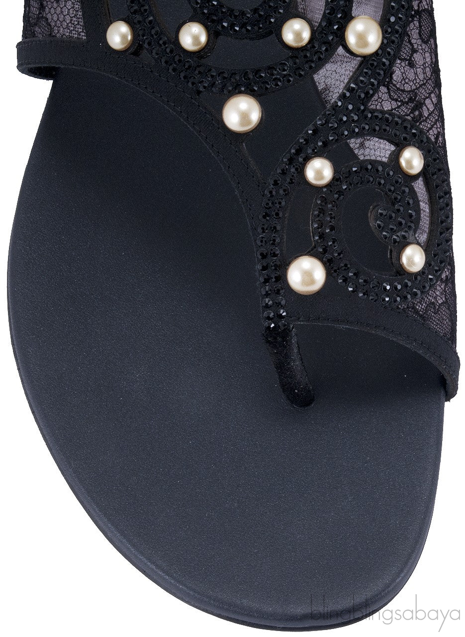 Ruby Black Lace Sandals