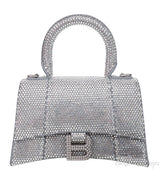 Hourglass XS Silver Rhinestone Suede Calfskin