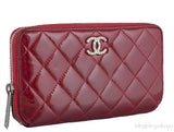 Red Quilted Patent Long Wallet