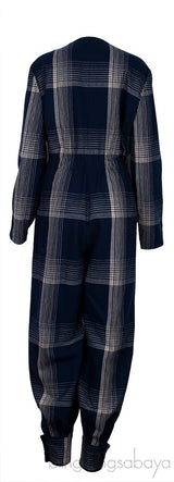 Blue Checkered Jumpsuit