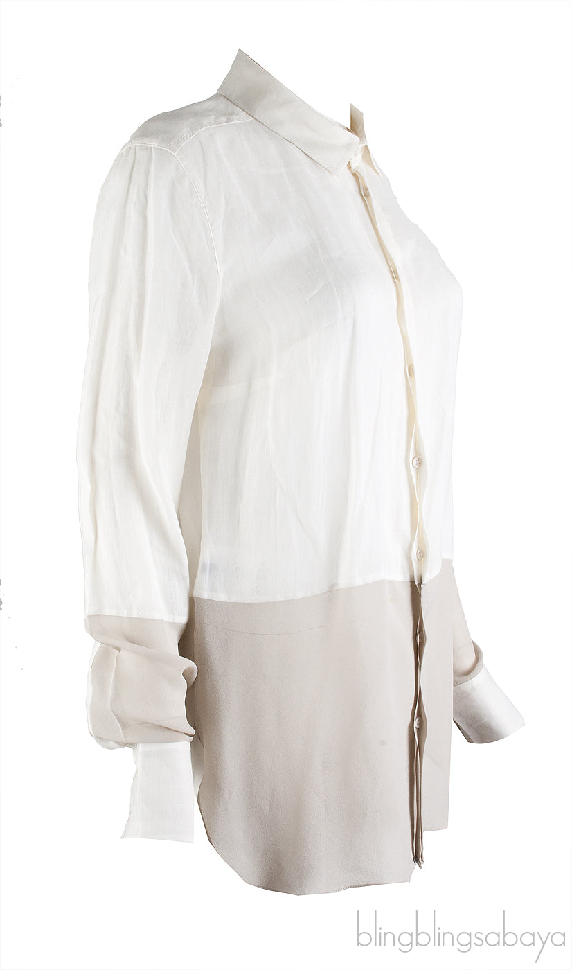 Linen Bi-color Long Sleeve Shirt