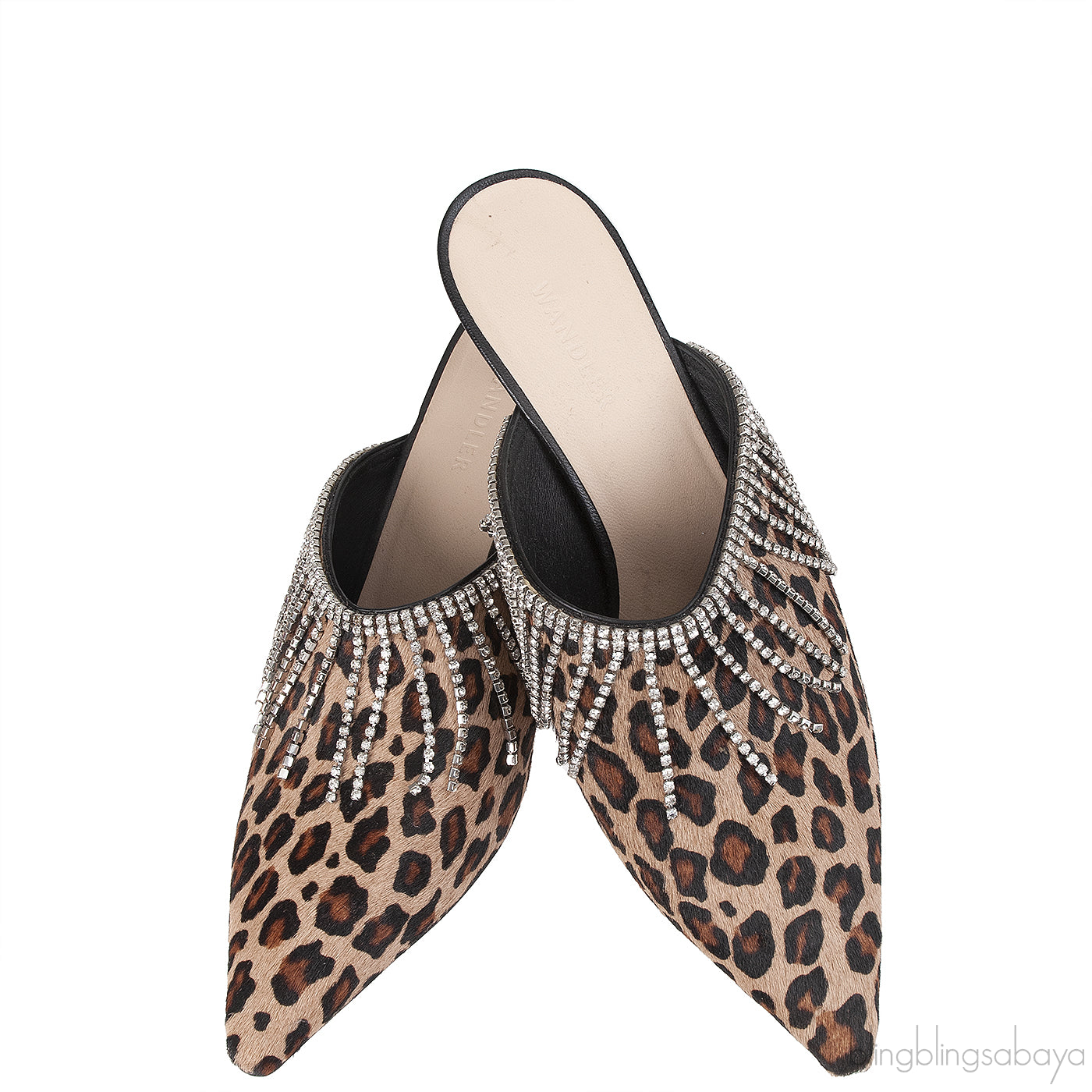 Wandler Bente Crystal-embellished Leopard-print Calf Hair Mules