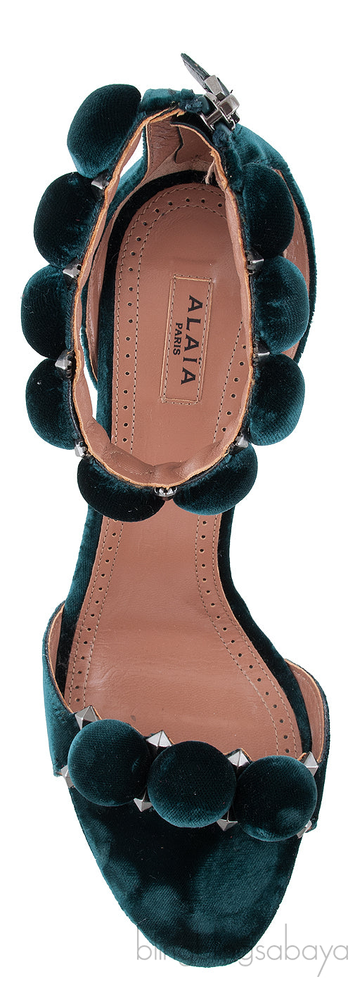Emerald Velvet Bombe Heels