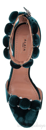 Emerald Velvet Bombe Heels