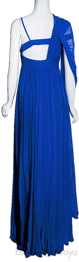 Blue Violet Pleated Long Dress