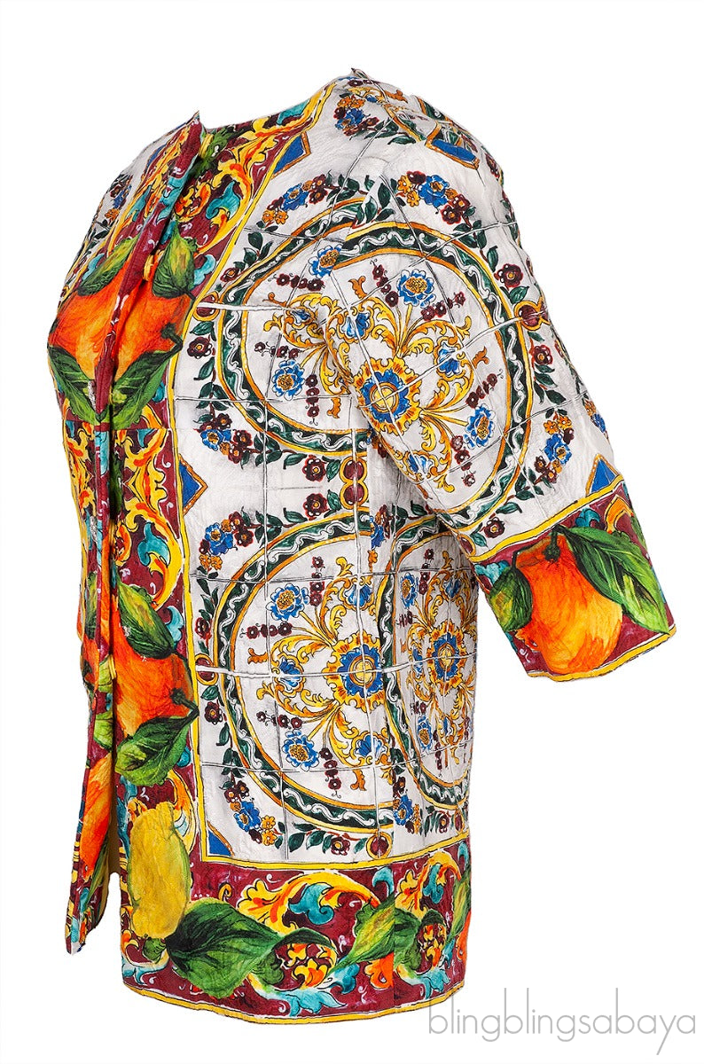Printed Multicolor Crystal Button Top