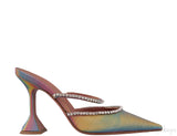 Gilda Crystal -Embellished Iridescent  Leather Mules