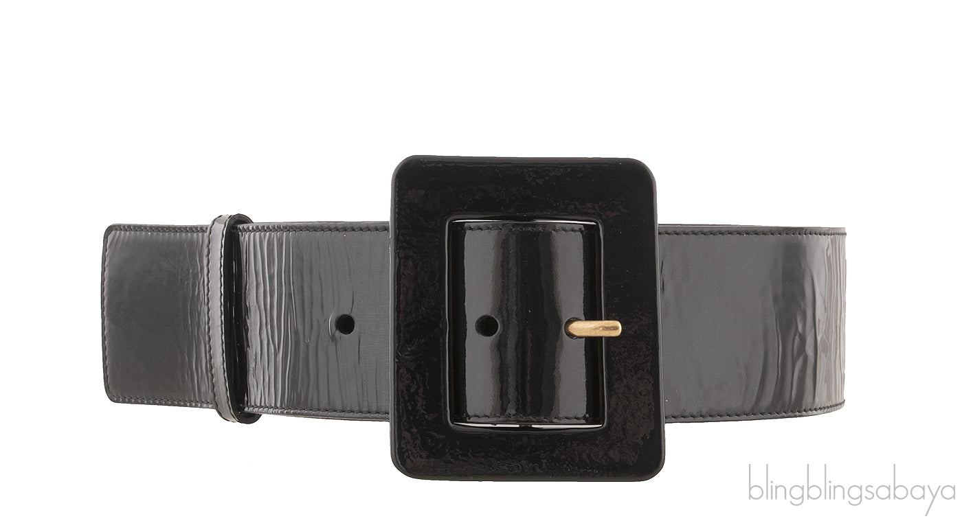 Black Patent Wide Buckle Belt