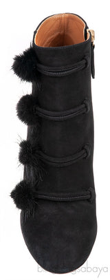 Ulyana Mink Pompom Suede Ankle Boots  39