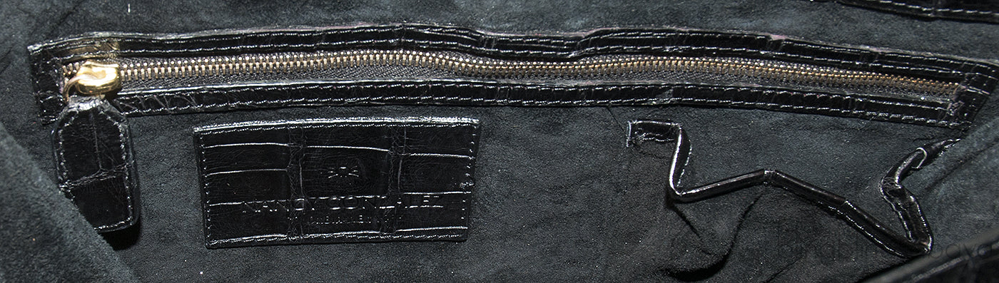 Black Crocodile Chain Shoulder Bag