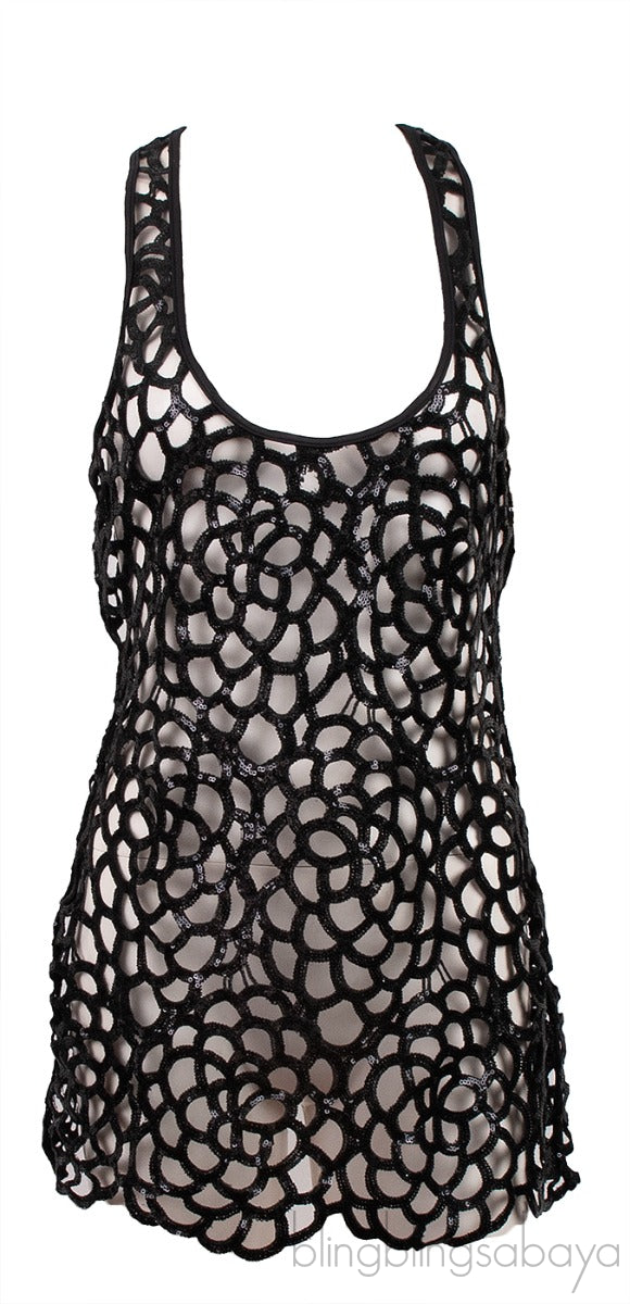 Agent Provocateur Sequin Embellished Cut-out Tank Top