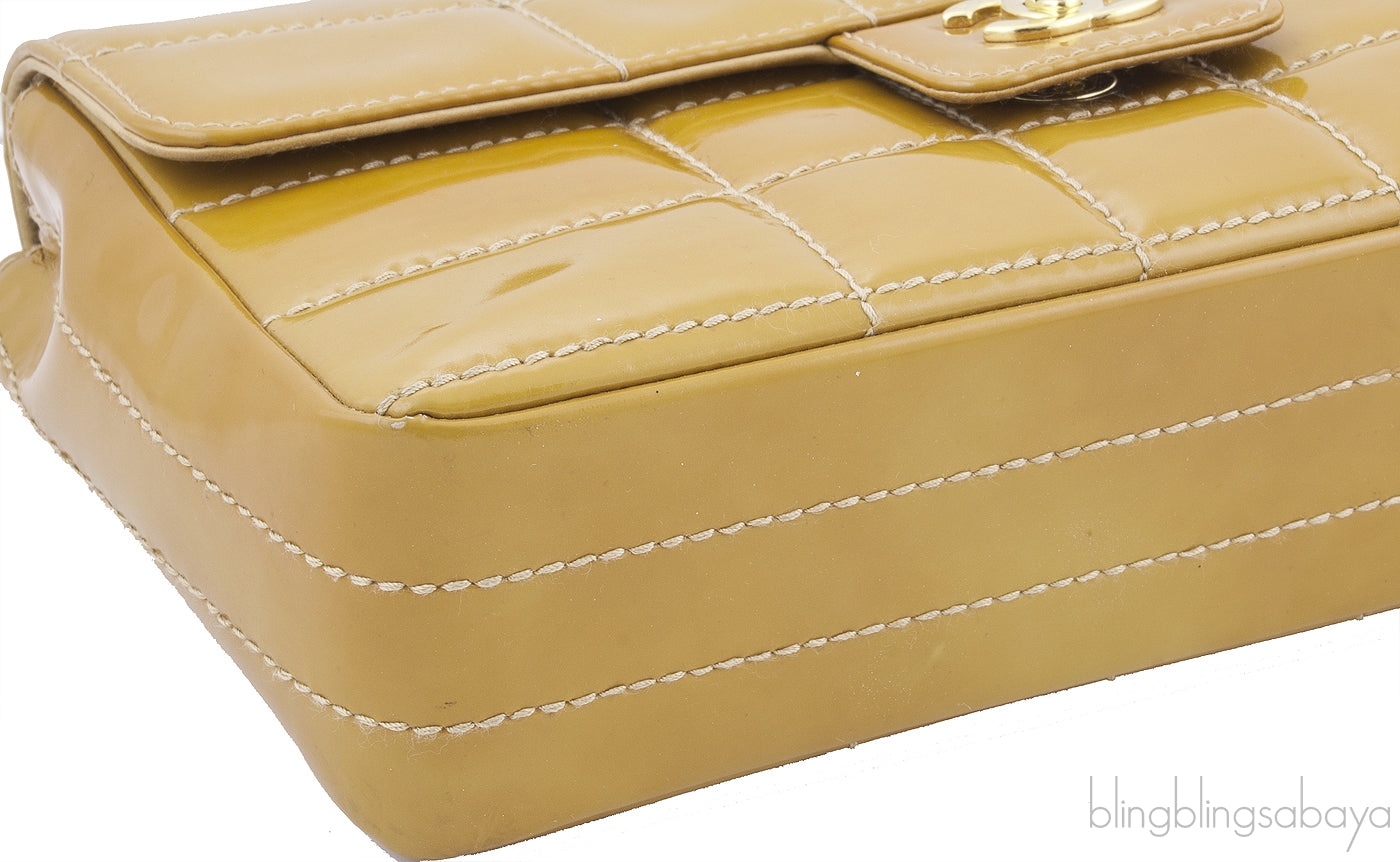 Square Quilt Patent Shoulder Bag