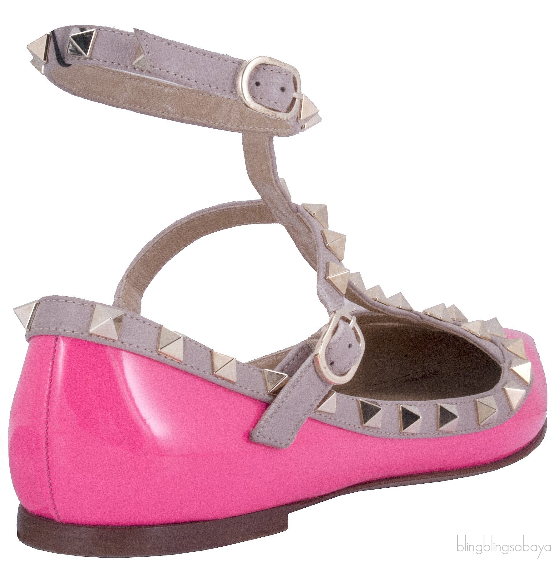 Patent Pink Rockstud Flat Ballerina