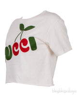 Gucci Embroidered Off-white Crop T-shirt