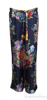 Off-white Pleated Shirt and Blue Floral Monogram Trouser