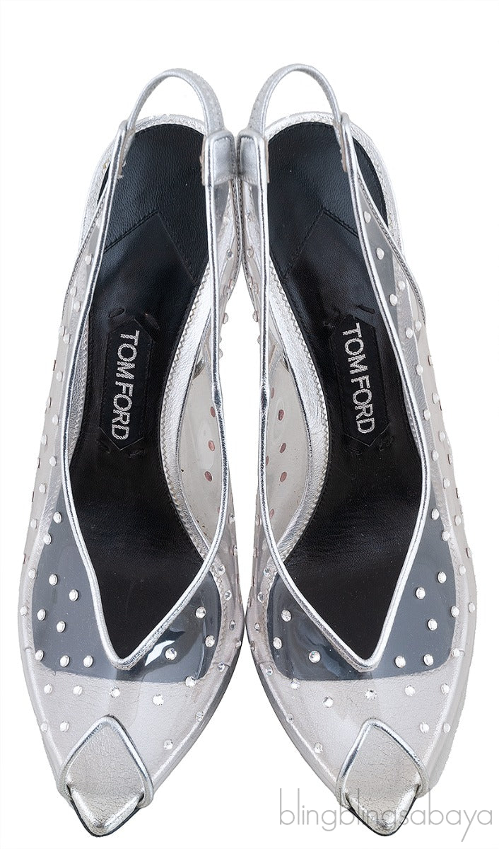 PVC Crystal Slingback Heels