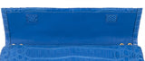 Blue Crocodile Fold-over Clutch Bag